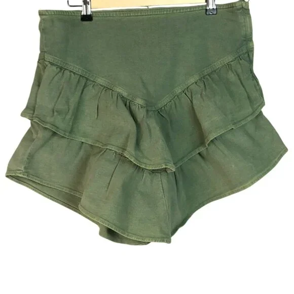 Mother The Ruffle Green Layered Asymmetric Mini Skirt Women's Size 31 - Picture 3 of 11